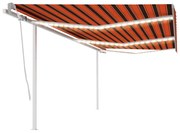 vidaXL Copertină retractabilă manual cu LED, portocaliu/maro, 6x3 m