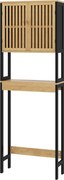 HOMCOM Dulap Baie cu Economie de Spațiu, Dulap Deasupra Toaletei cu 2 Uși și Raft Deschis, 60x21,5x172 cm, Lemn Natural | Aosom Romania