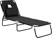 vidaXL Șezlong pliabil negru țesătură Oxford&oțel vopsit electrostatic