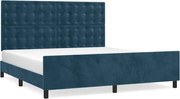 vidaXL Cadru de pat cu tăblie, albastru închis, 180x200 cm, catifea