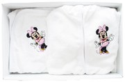 Set de baie pentru bebelusi, cu 3 piese, brodat cu Minnie Mouse, Alb- SDB-10
