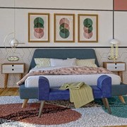 BAAL6 - Bancuta cu manere, 100 cm, bancheta, banca living, dormitor, hol - Albastru