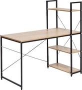 Masa birou VEINA, stejar/negru, PAL melaminat/metal, 120x60x72/122 cm