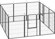 PawHut Țarc cu 12 Panouri din Oțel pentru Câini de Talie Medie, 80 cm Înălțime, Negru | Aosom Romania