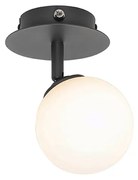 Spotlight modern negru cu sticlă opala cu întrerupător - Atena