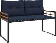 vidaXL Bancă cu strat din lemn cu pernă Bleumarin 114 x 55 x 77 cm