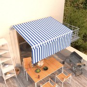 vidaXL Copertină retractabilă automat cu stor, albastru&amp;alb, 3,5x2,5 m