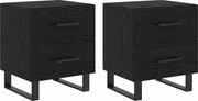 vidaXL Dulap de noapte cu sertar 2 pcs Stejar Negru 40 x 35 x 47,5 cm