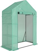 Outsunny Seră de Grădină 143 x 73 x 195 cm cu Rafturi cu 2 Etaje, Verde | Aosom Romania