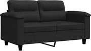 vidaXL Canapea cu 2 locuri, negru, 120 cm, țesătură microfibră