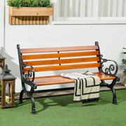 Outsunny Bancă de Exterior cu Cadru din Aluminiu, Scaun cu Două Locuri cu Cotieră Curbată, Șezut și Spătar din Lemn, 120x64x79 cm, Tec | Aosom Romania