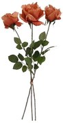 Floare artificială Trandafir portocaliu, 74 cm, 3bucăți