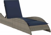 vidaXL Șezlong cu pernă gri 60x205x73 cm, poliratan