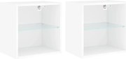 vidaXL Noptiere cu lumini LED montate pe perete, 2 buc., alb
