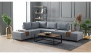 Canapea Tip Coltar Tapitat cu Tabureti Fly Corner Sofa Bed Left - Grey