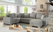Canapea modulara, extensibila, cu spatiu pentru depozitare, 312x210/150x92 cm, Marco R01, Eltap (Culoare: Bej Pepit / Bej deschis)