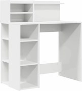 vidaXL Birou cu raft Alb 90 x 48 x 101,5 cm Lemn compozit