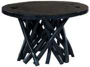 Masuta de cafea rotunda din lemn de tec 60x60x40 cm neagra