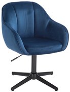 HR2055CROSS Scaun Bleumarin din Catifea cu Bază Neagră