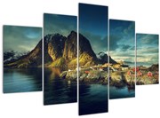 Tablou cu sat de pescari din Norvegia (150x105 cm)