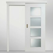 Usa glisanta HDF aplicata pe perete - Colectia QUADRAT 4.1 Nu, Alb, Folie Decor