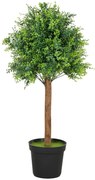 HOMCOM Plantă artificială Buxus 90cm, Plantă artificială în ghiveci de plastic pentru living | Aosom Romania
