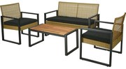 Set mobilier de grădină Gandia, 4 buc, metal, PErattan