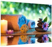 Tablou pe sticlă - Relaxare masaj pictura (70x50 cm)