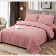 Cuvertură bumbac 100%, roz, 4 piese, 230x240 cm, EY01