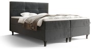 Pat matrimonial Boxspring 140 cm Lumba (gri deschis) ( cu saltea și sp. depozitare). 1046670