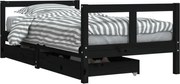 vidaXL Cadru de pat copii cu sertare, negru, 80x160 cm, lemn masiv pin