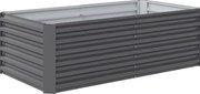Outsunny Pat de Grădină Ridicat pentru Exterior cu Fund Deschis și Bare de Susținere, Jardinieră din Oțel Galvanizat, pentru Flori, Legume, Balcon sau Grădină, 180x90x57,5 cm, Gri Închis | Aosom Romania