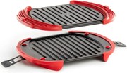 Grill pentru cuptorul cu microunde Lekue 1009082, 27x20,7,8x4,4 cm, Silicon platinat, Otel cu strat antiaderent, 0 / +240 °C, Rosu