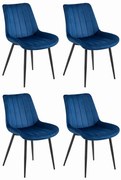 Set Scaune 4 Bucatarie/Dining Kliss Albastre Catifea