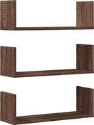 vidaXL Rafturi de perete 3 buc. stejar maro 58x18x18 cm lemn prelucrat