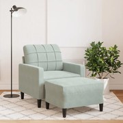 vidaXL Fotoliu canapea cu taburet, gri deschis, 60 cm, catifea
