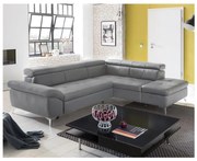 Canapea colțar extensibilă din piele SALERNO II stânga, gri