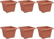 vidaXL Vază pătrată pentru flori 6 pcs Roșu cărămidă 23 x 23 x 17,5 cm