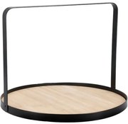 Tavă rotundă din bambus cu mâner metalic EH, 35 cm