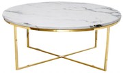 Masuta de cafea Pelio alb/gold si marmura – H42 cm