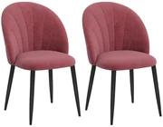 Homcom Set 2 Scaune de Sufragerie din Catifea, Capitonate, Elegante pentru Salon, 52x54x79 cm, Roșu | Aosom Romania