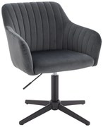 HR190CROSS Scaun Grafit din Catifea cu Bază Neagră
