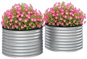 Outsunny Set de 2 jardiniere ridicate, din oțel galvanizat, cu fund deschis, 90 x 90 x 56 cm, argintie | Aosom Romania