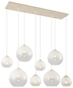 Lampă suspendată Art Deco bej cu sticlă albă cu 8 lumini - Sandra