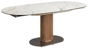 Masa extensibila din lemn si marmura portelanata Barrel 140-200x100cm