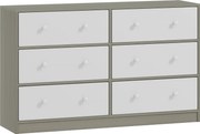HOMCOM Comodă cu 6 sertare pentru dormitor, alb și gri | Aosom Romania