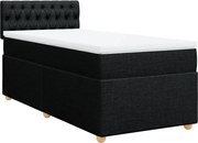 vidaXL Pat box spring cu saltea, negru, 90x200 cm, textil