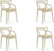 Set 4 bucati scaune din plastic KATO, bej