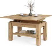 Mazzoni BRAWO Stejar Artisan - MĂSUȚĂ DE CAFEA CU BLAT EXTENSIBIL ȘI RIDICABIL MASĂ CU RAFT