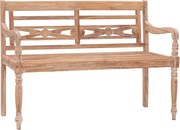 vidaXL Bancă Batavia, aspect văruit alb, 120 cm, lemn masiv de tec